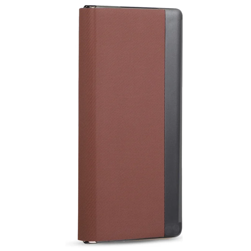 For Huawei Mate X7 Magnetic Case with Detachable Card Holder Kickstand PC Tech Fabric Flip Cover - Brown