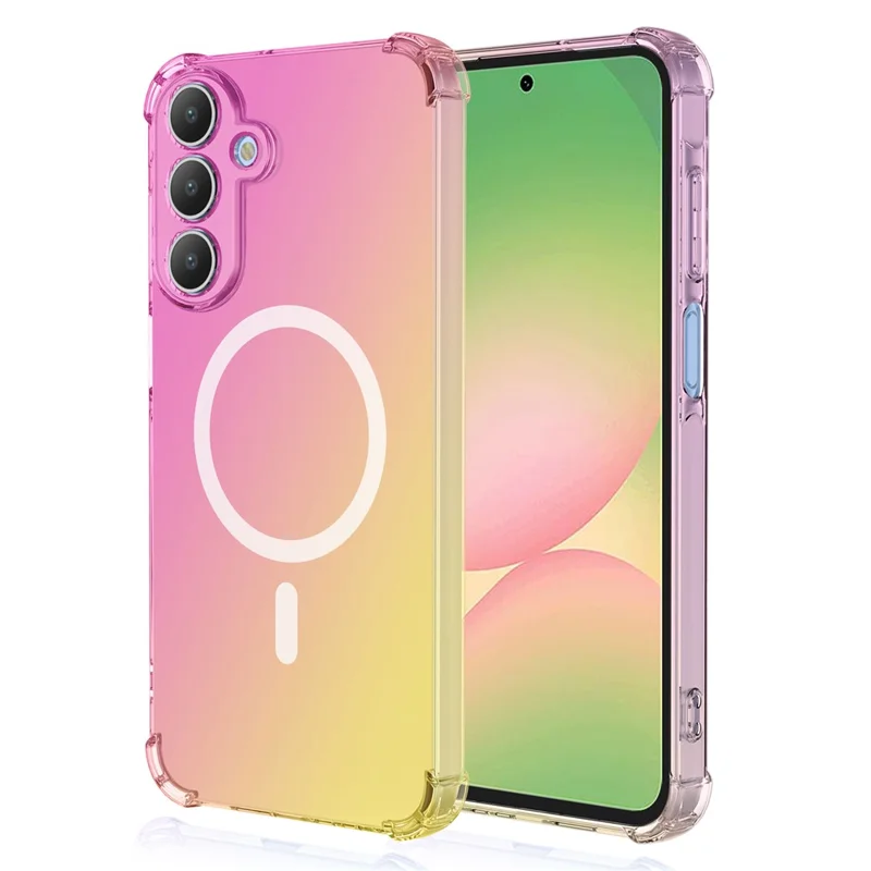 Indkøb i bulk til Samsung Galaxy S24 FE magnetisk hylster med gradientfarve PC + TPU beskyttelse af alle fire hjørner - Rosa / Guld