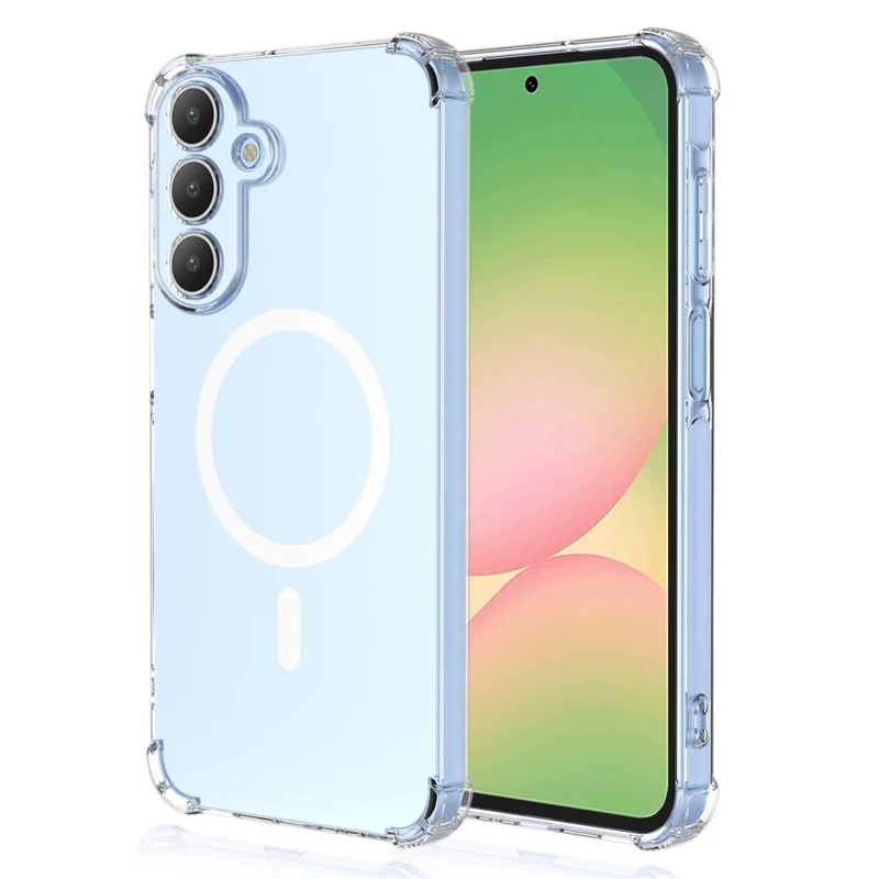 Storparti til Samsung Galaxy S24 FE magnetisk hylster stødfast med fire hjørner PC + TPU telefonbeskyttelse - transparent