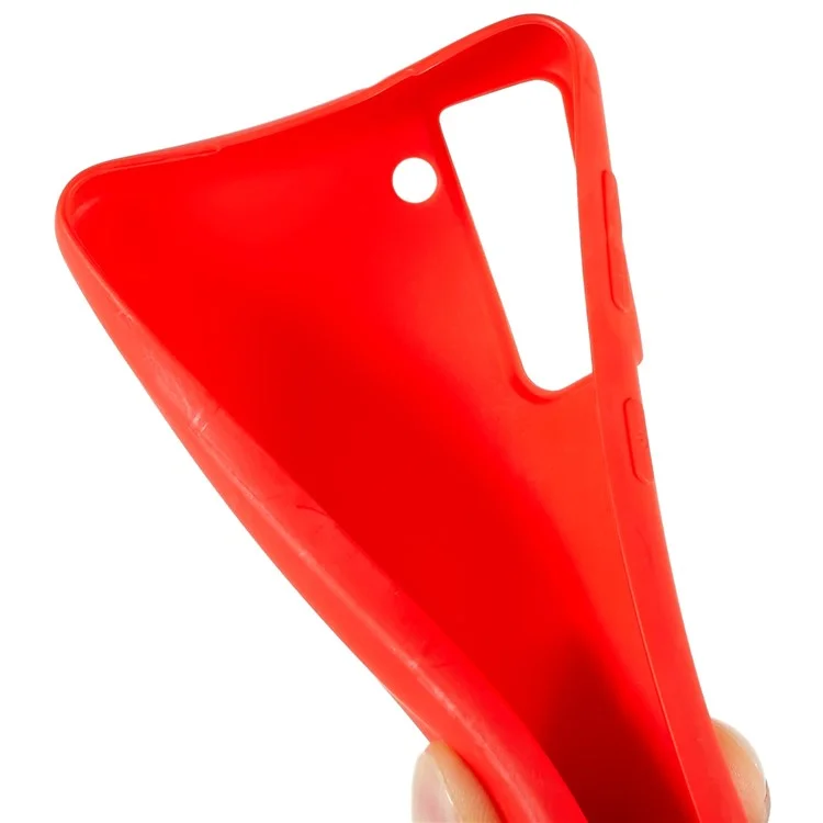 Coque arrière pour Samsung Galaxy S21 4G / 5G Étui de protection pour téléphone Antichoc en TPU Couverture de protection mate sans empreintes digitales - Rouge