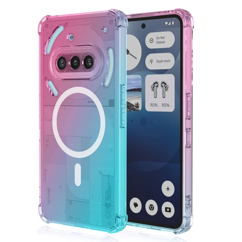 Compra al por mayor de funda magnética para Nothing Phone (3a), color degradado, material PC + TPU, protección anticaída con refuerzo en las cuatro esquinas - Rosa / Verde