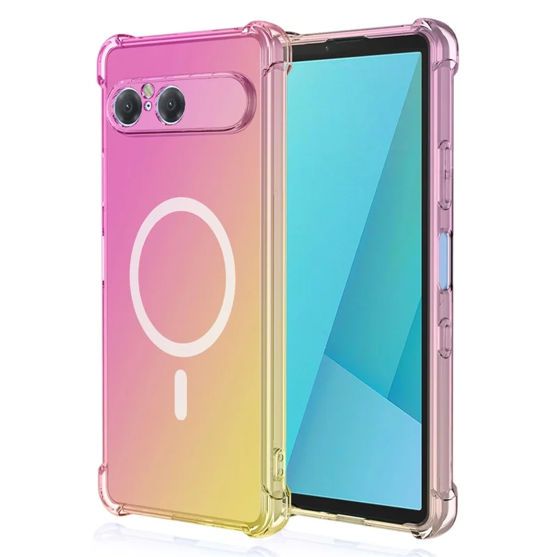 Bulk Purchasing For Sony Xperia 10 VII Magnetic Case Gradient Color PC + TPU Anti-drop Four Corners Phone Cover - Pink  /  Gold