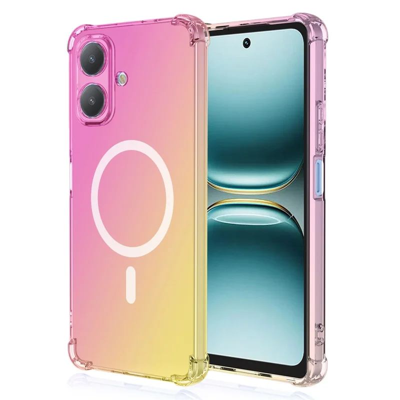 Bulk Purchasing For TECNO Pop 10  /  Spark Go 2 4G Magnetic Case Gradient Color PC + TPU Anti-drop Four Corners Phone Cover - Pink  /  Gold
