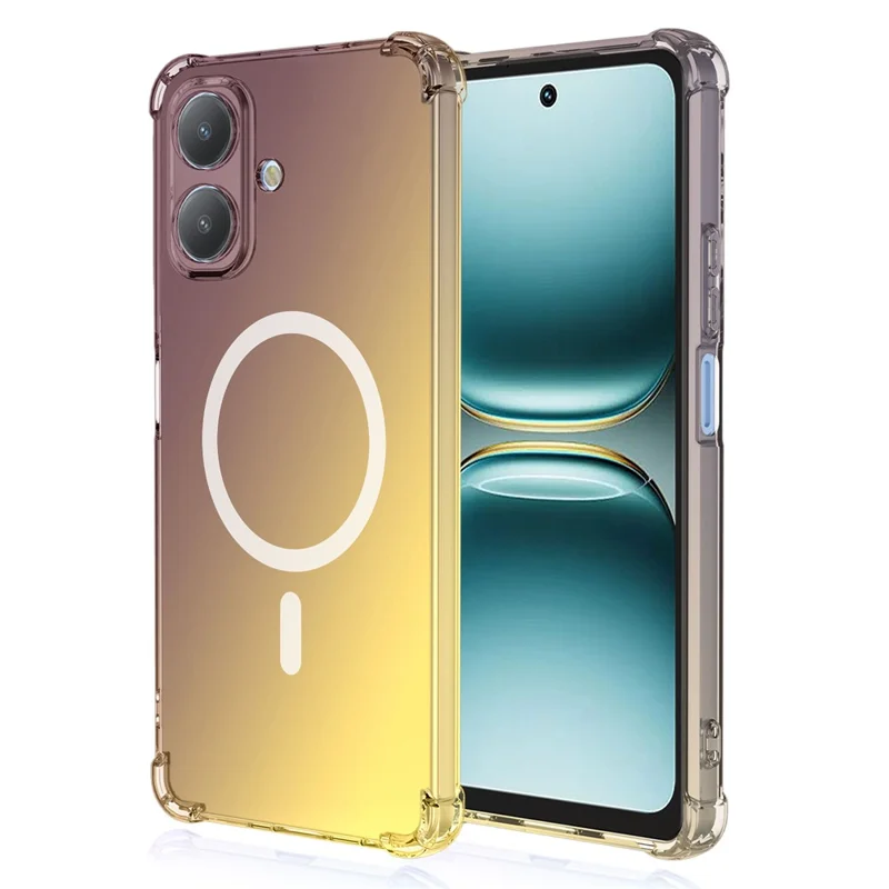 Bulk Purchasing For TECNO Pop 10  /  Spark Go 2 4G Magnetic Case Gradient Color PC + TPU Anti-drop Four Corners Phone Cover - Black  /  Gold