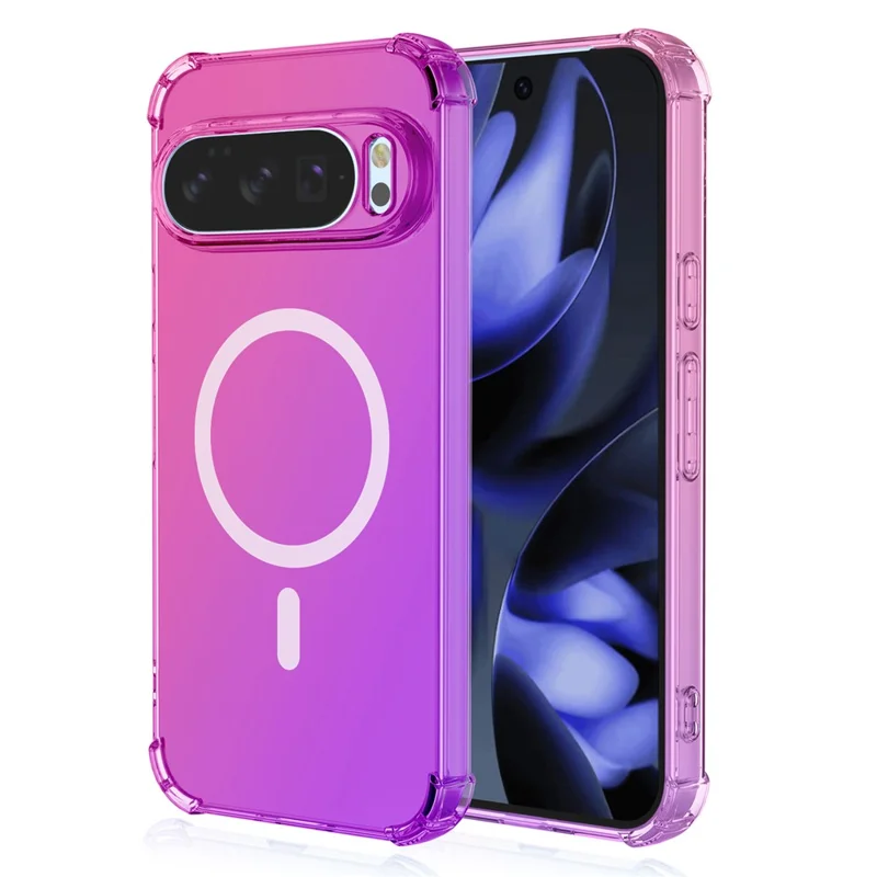 Bulk Purchasing For Google Pixel 10  /  Pixel 10 Pro Magnetic Case Gradient Color PC + TPU Anti-drop Four Corners Phone Cover - Pink  /  Purple
