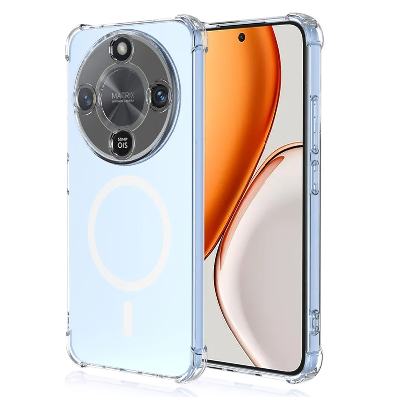 Bulk Purchasing For Honor X70 5G  /  X9d 5G  /  Magic8 Lite 5G Magnetic Case Shockproof Four Corners PC + TPU Phone Cover - Transparent