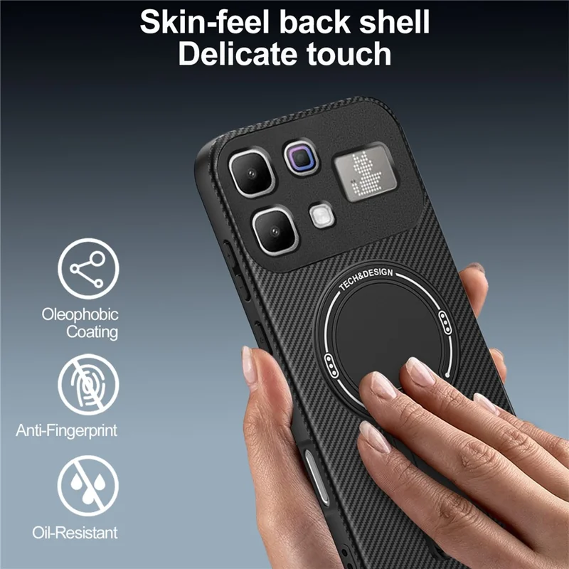 Phone Case For Infinix Note 60 Pro 5G  /  60 5G Carbon Fiber Texture PC + TPU Phone Cover with Kickstand - Red