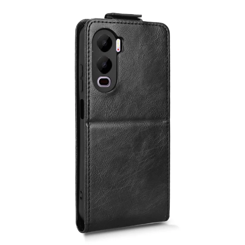 For itel City 200 Stand Case Magnetic Clasp Vertical Flip Leather Phone Cover with Card Holder - Black