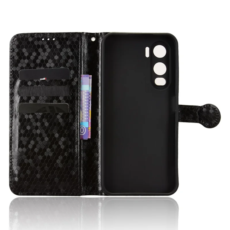 Étui portefeuille pour itel City 200 avec motif à pois, housse en cuir PU avec impression de points, dotée d'une dragonne - Noir