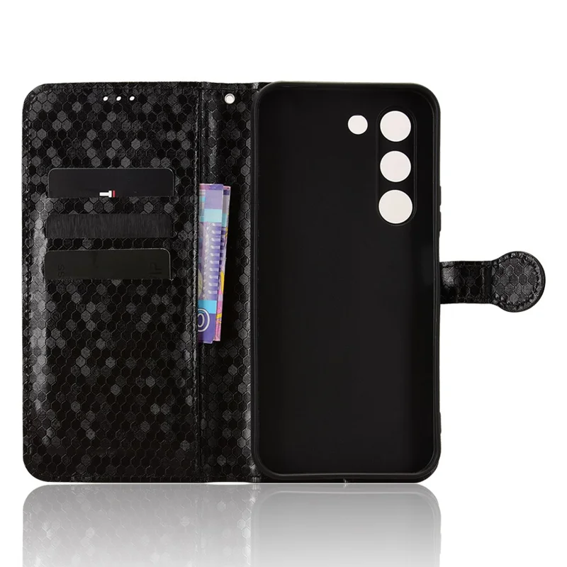 Wallet Case For Realme C100 5G / P4 Lite 5G / C83 5G Dot Pattern Imprint PU Leather Phone Cover with Wrist Strap - Black