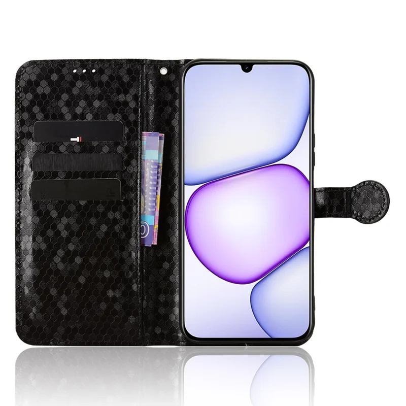 Wallet Case For Realme C100 5G / P4 Lite 5G / C83 5G Dot Pattern Imprint PU Leather Phone Cover with Wrist Strap - Black