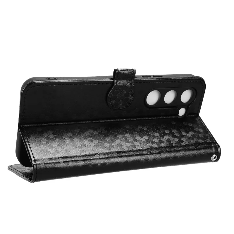 Wallet Case For Realme C100 5G / P4 Lite 5G / C83 5G Dot Pattern Imprint PU Leather Phone Cover with Wrist Strap - Black