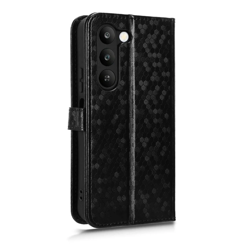 Wallet Case For Realme C100 5G / P4 Lite 5G / C83 5G Dot Pattern Imprint PU Leather Phone Cover with Wrist Strap - Black