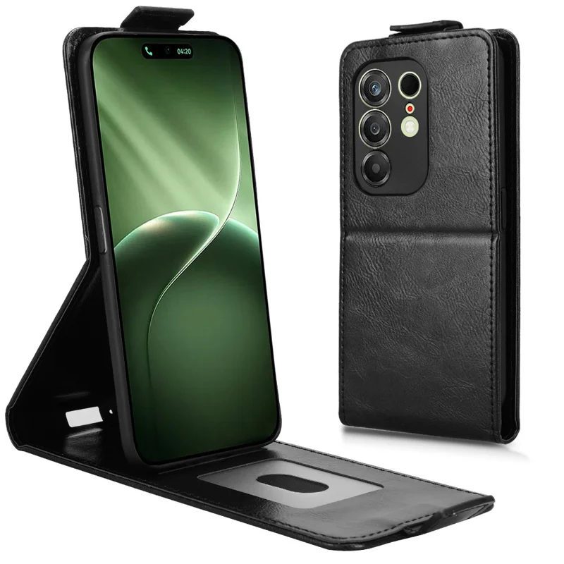 For TECNO Camon 50 Pro 4G Stand Case Magnetic Clasp Vertical Flip Leather Phone Cover with Card Holder - Black