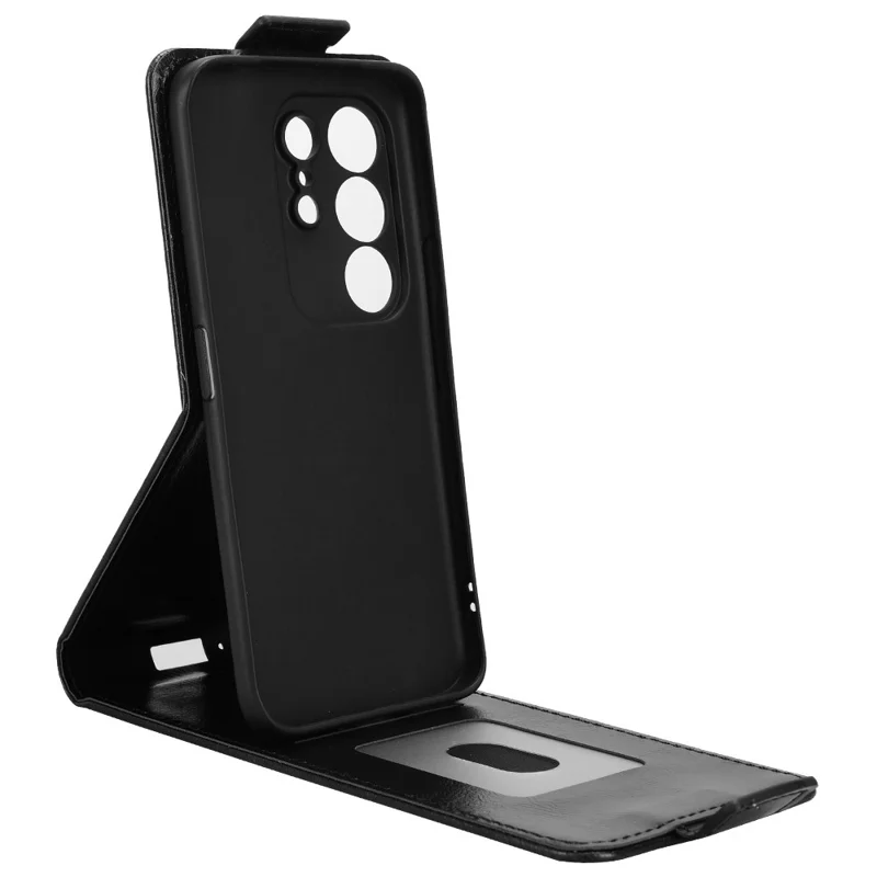 For TECNO Camon 50 Pro 4G Stand Case Magnetic Clasp Vertical Flip Leather Phone Cover with Card Holder - Black
