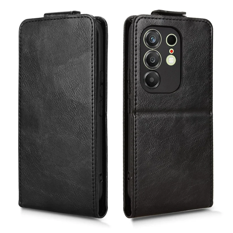 For TECNO Camon 50 Pro 4G Stand Case Magnetic Clasp Vertical Flip Leather Phone Cover with Card Holder - Black