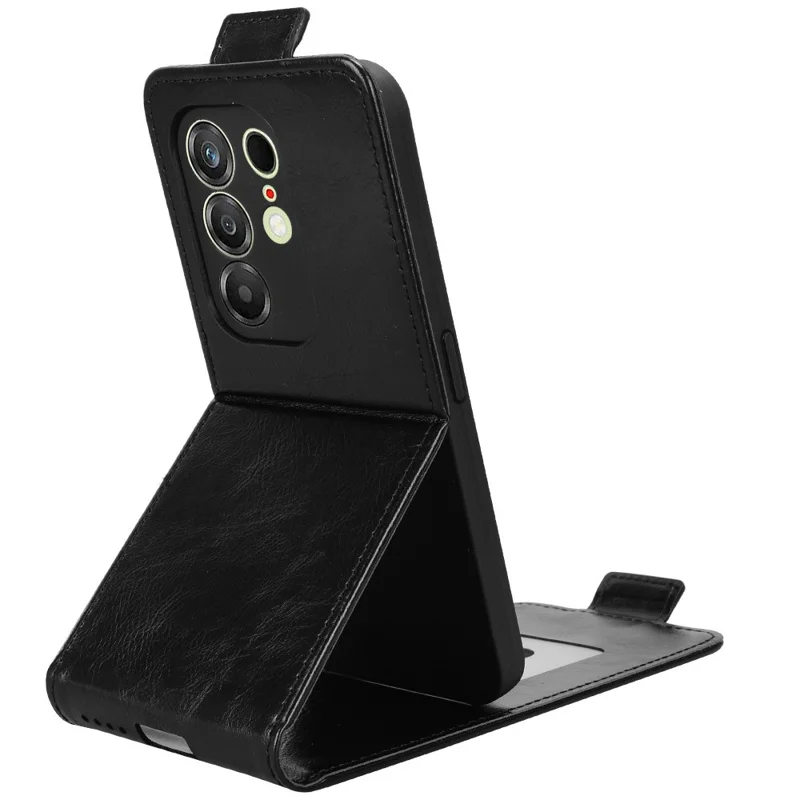 For TECNO Camon 50 4G Stand Case Magnetic Clasp Vertical Flip Leather Phone Cover with Card Holder - Black