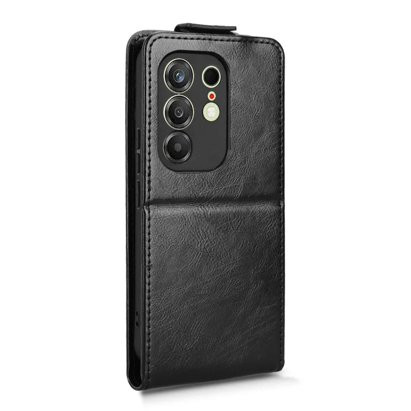 For TECNO Camon 50 4G Stand Case Magnetic Clasp Vertical Flip Leather Phone Cover with Card Holder - Black