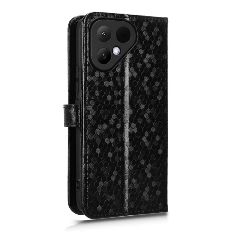 For TECNO Pova Curve 2 5G Wallet Case Dot Pattern Imprint PU Leather Phone Cover with Wrist Strap - Black