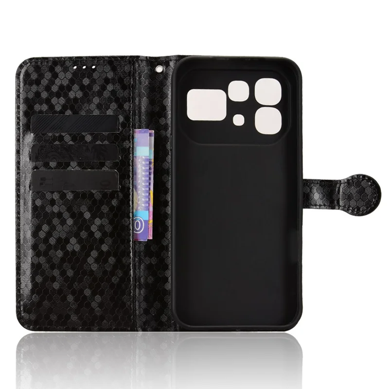 Étui portefeuille pour Infinix Note 60 5G / Note 60 Pro 5G avec motif à pois, housse en cuir PU avec dragonne - Noir