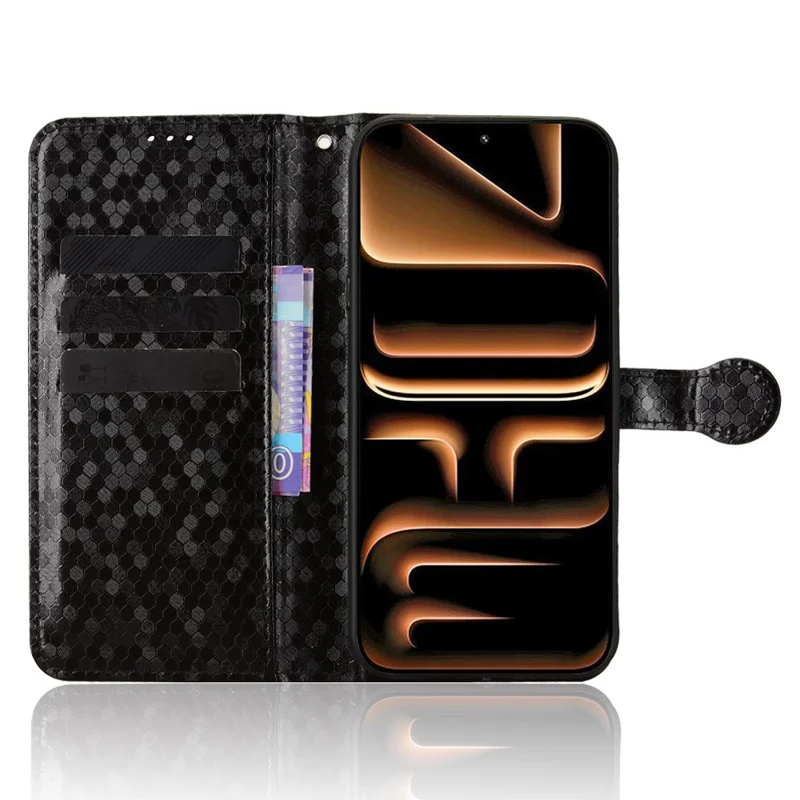 Étui portefeuille pour Infinix Note 60 5G / Note 60 Pro 5G avec motif à pois, housse en cuir PU avec dragonne - Noir