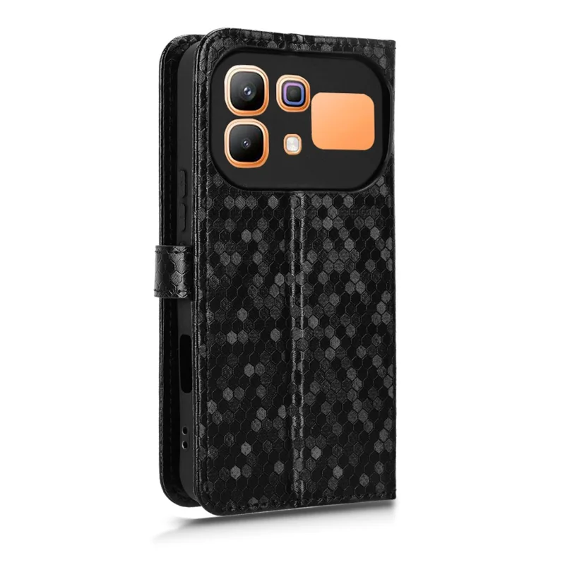 Étui portefeuille pour Infinix Note 60 5G / Note 60 Pro 5G avec motif à pois, housse en cuir PU avec dragonne - Noir