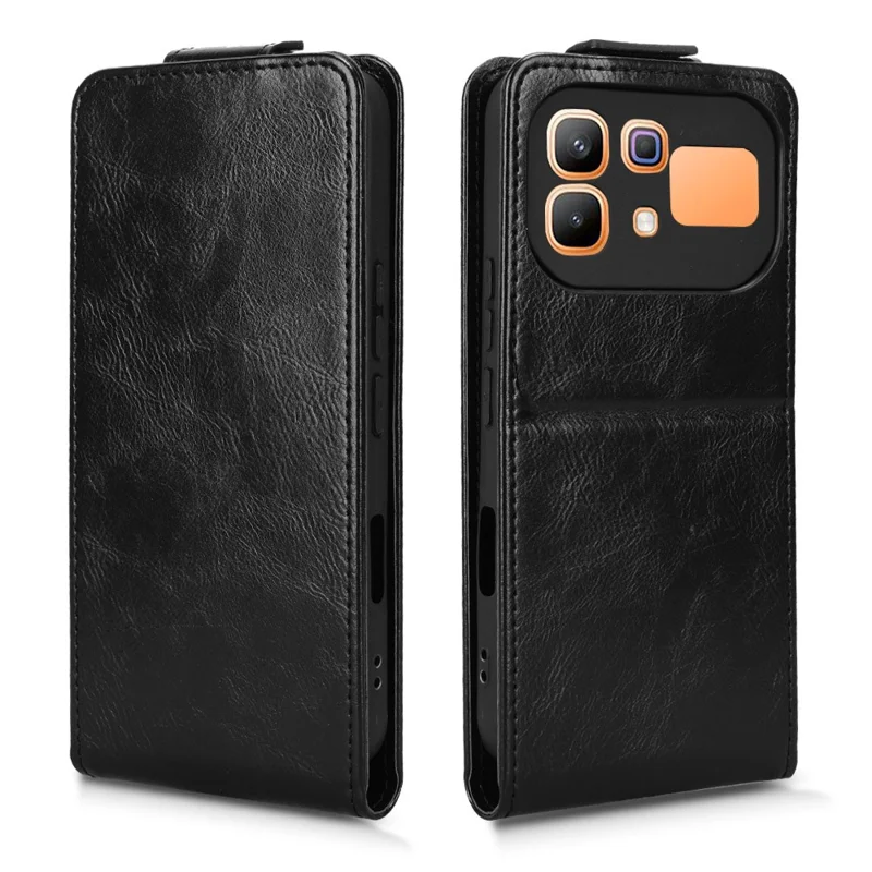 Stand Case For Infinix Note 60 5G  /  60 Pro 5G Magnetic Clasp Vertical Flip Leather Phone Cover with Card Holder - Black