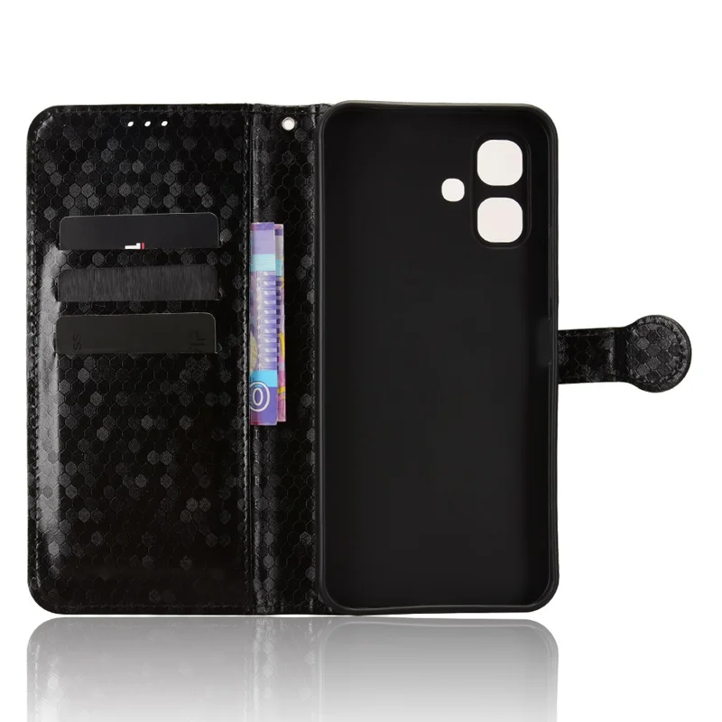 Étui portefeuille pour Infinix Smart 20 4G avec motif à pois, housse en cuir PU avec dragonne - Noir