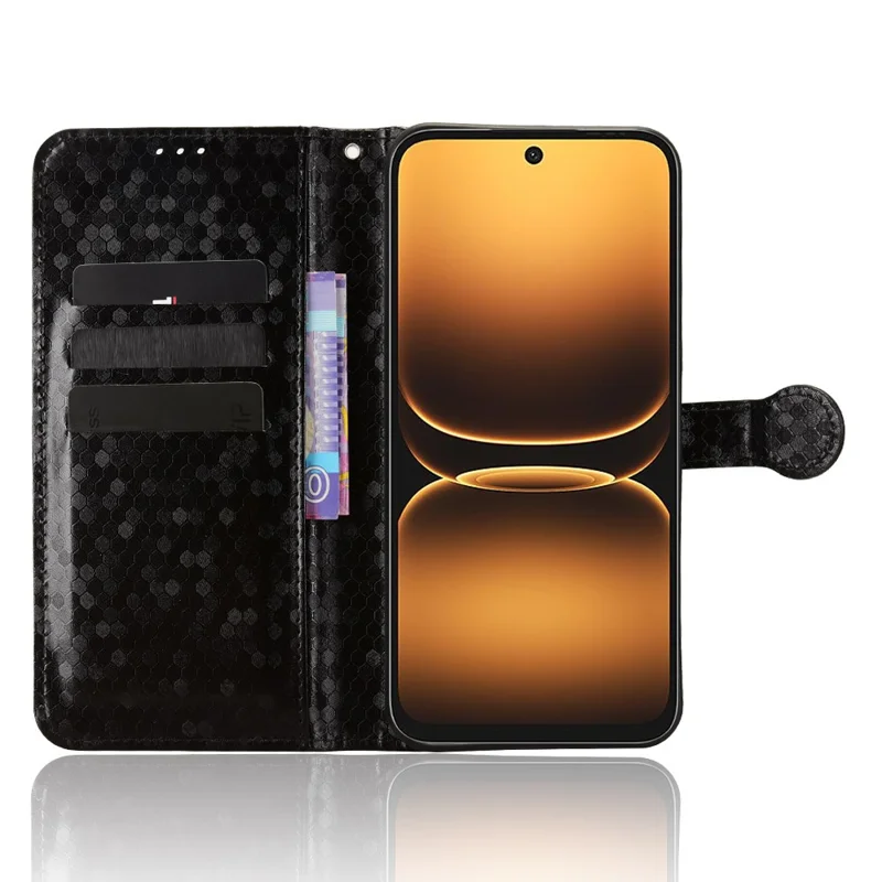 Étui portefeuille pour Infinix Smart 20 4G avec motif à pois, housse en cuir PU avec dragonne - Noir