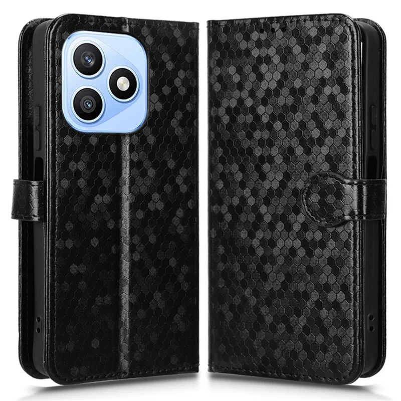 Fodral för Honor X8d 4G med plånbok och prickmönster PU-läder med handledsband - Svart