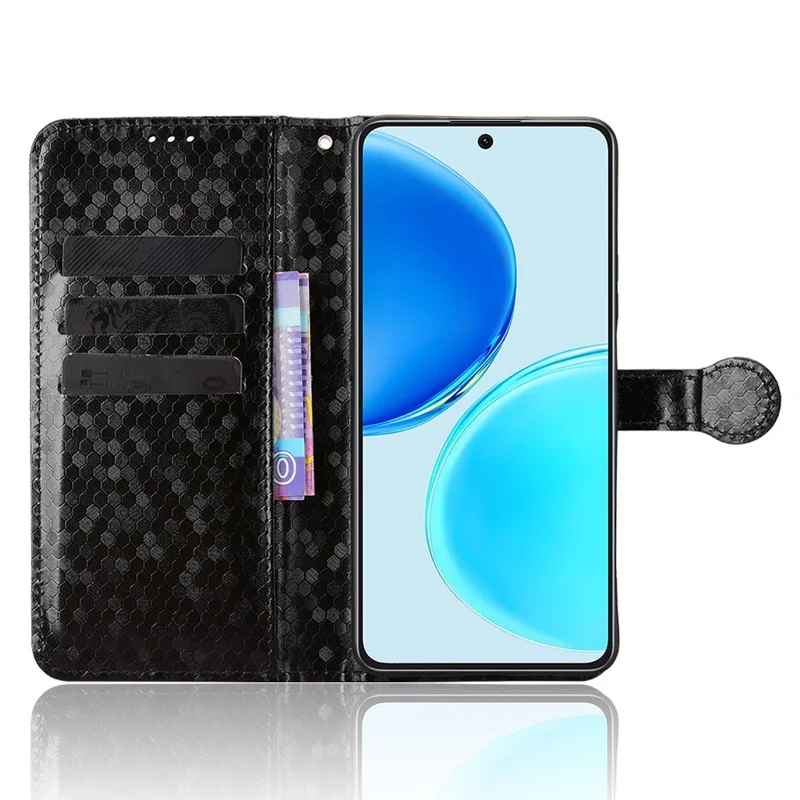 Fodral för Honor X8d 4G med plånbok och prickmönster PU-läder med handledsband - Svart