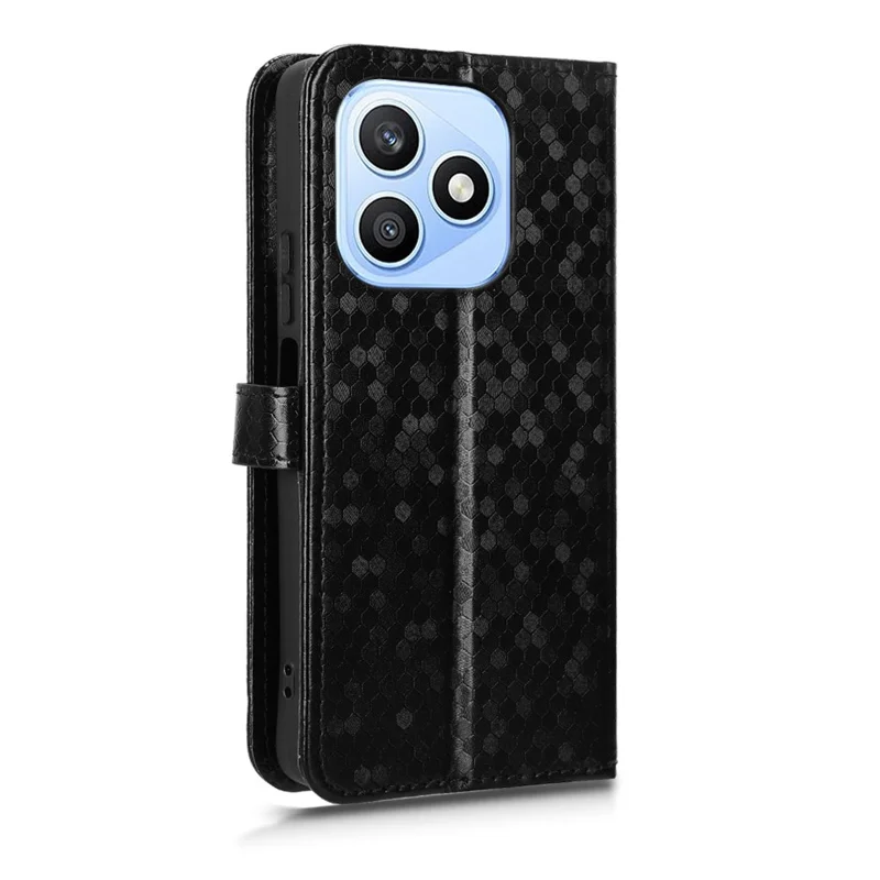 Fodral för Honor X8d 4G med plånbok och prickmönster PU-läder med handledsband - Svart