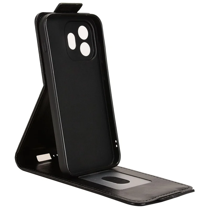 For OnePlus 15T 5G Stand Case Magnetic Clasp Vertical Flip Leather Phone Cover with Card Holder - Black