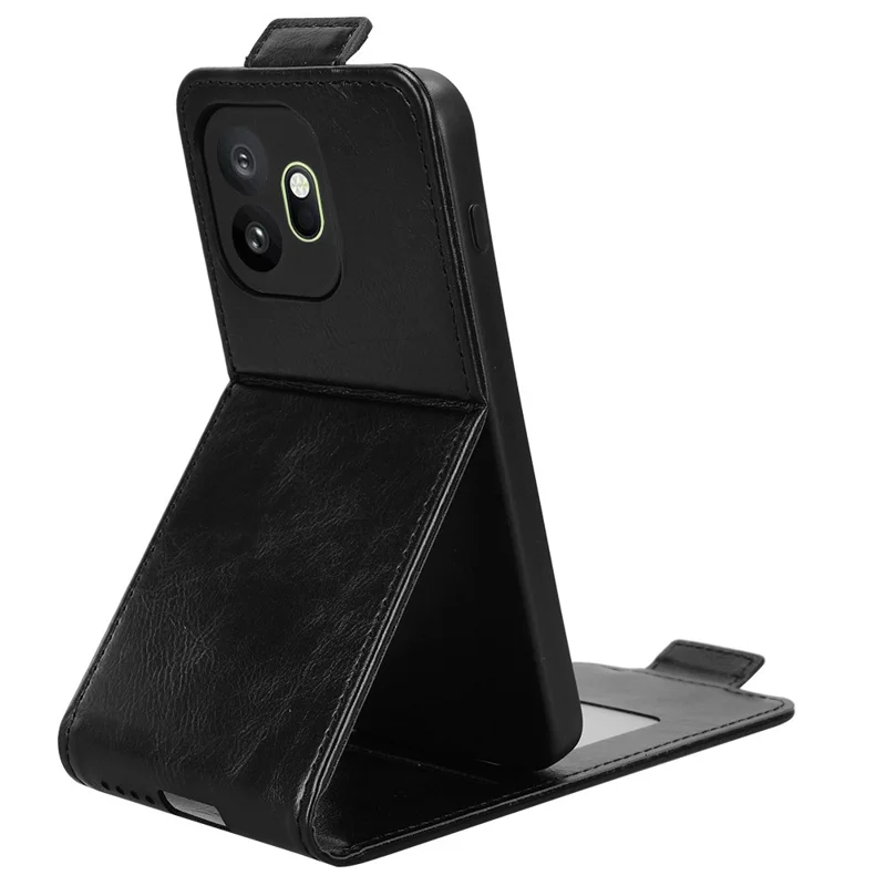 For OnePlus 15T 5G Stand Case Magnetic Clasp Vertical Flip Leather Phone Cover with Card Holder - Black