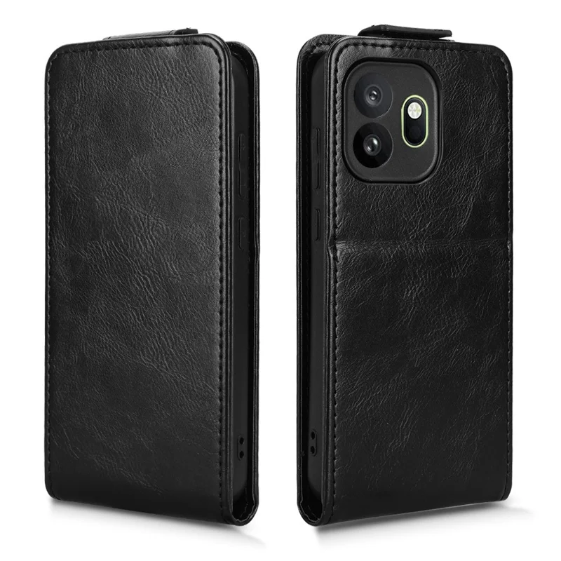For OnePlus 15T 5G Stand Case Magnetic Clasp Vertical Flip Leather Phone Cover with Card Holder - Black