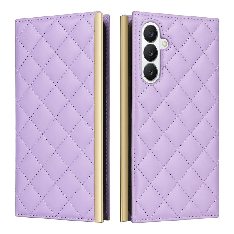 For Samsung Galaxy S26 Case Suction Cup PU Leather Wallet Phone Cover with Straps - Purple