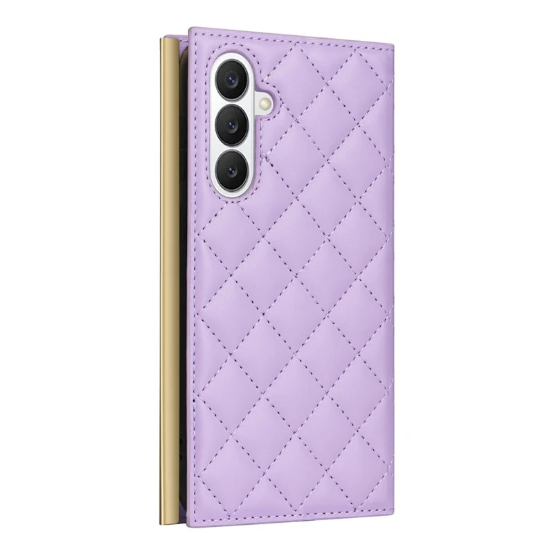 For Samsung Galaxy S26 Case Suction Cup PU Leather Wallet Phone Cover with Straps - Purple
