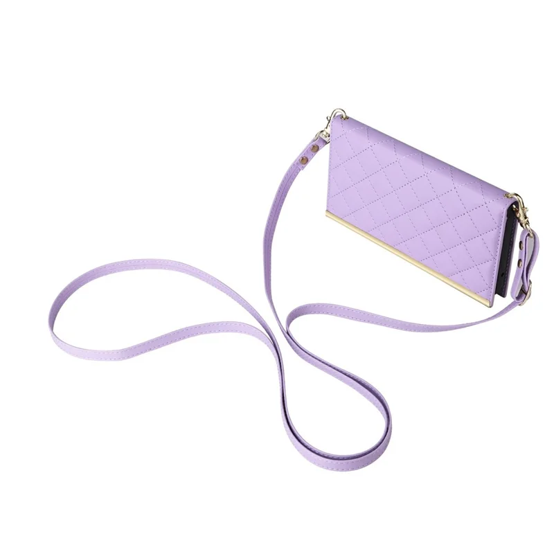 For Samsung Galaxy S26+ Case Suction Cup PU Leather Wallet Phone Cover with Straps - Purple