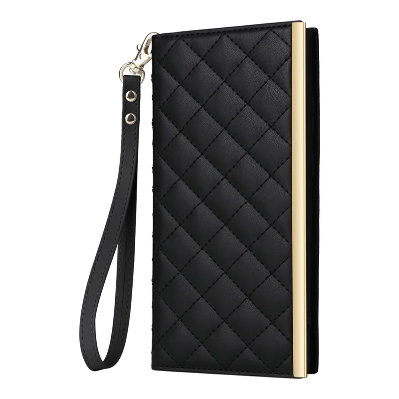 For Samsung Galaxy S26 Ultra Case Suction Cup PU Leather Wallet Phone Cover with Straps - Black