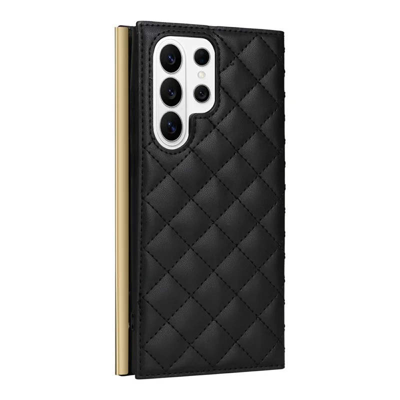 For Samsung Galaxy S26 Ultra Case Suction Cup PU Leather Wallet Phone Cover with Straps - Black