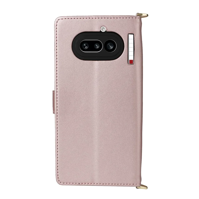 Funda de cuero para Nothing Phone (4a) con soporte, billetera y correa de hombro / muñeca - Rosa