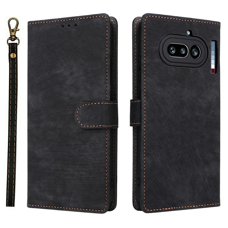 Funda tipo cartera para Nothing Phone (4a) con bloqueo RFID, carcasa de cuero PU con soporte y correa - Negro