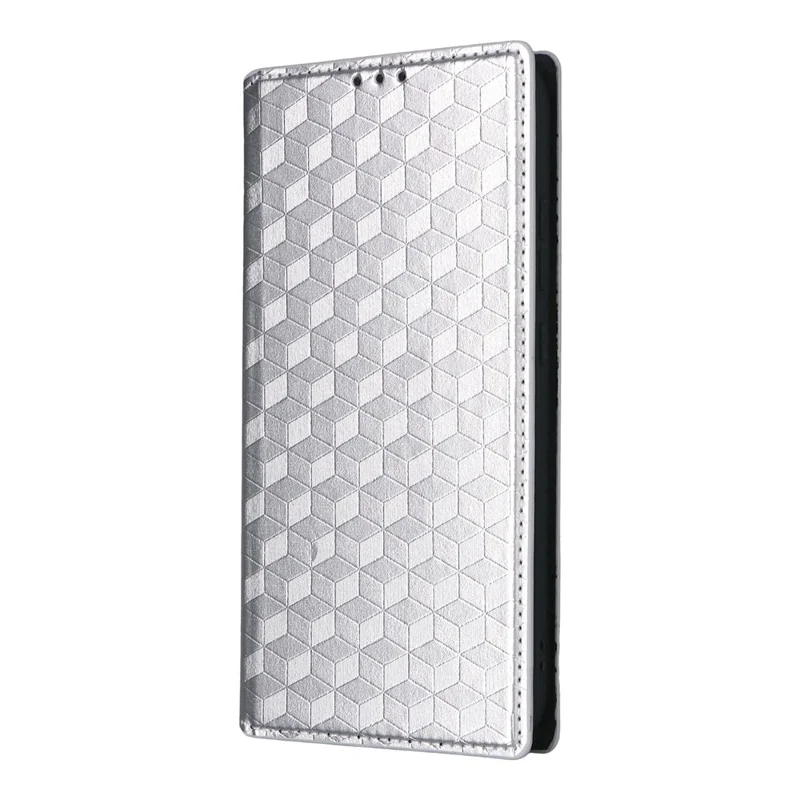 Capa Carteira para Nothing Phone (4a) Lite 5G em Couro PU com Impressão de Losango - Prateada