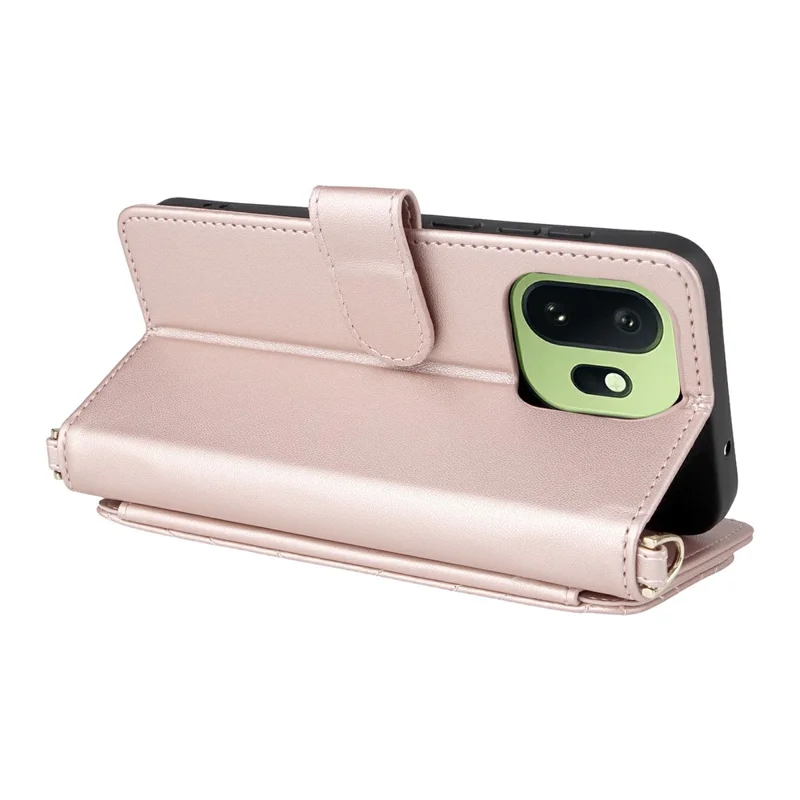 Capa de Couro para OnePlus 15T 5G com Suporte, Carteira e Alça de Ombro / Pulsso - Rosa