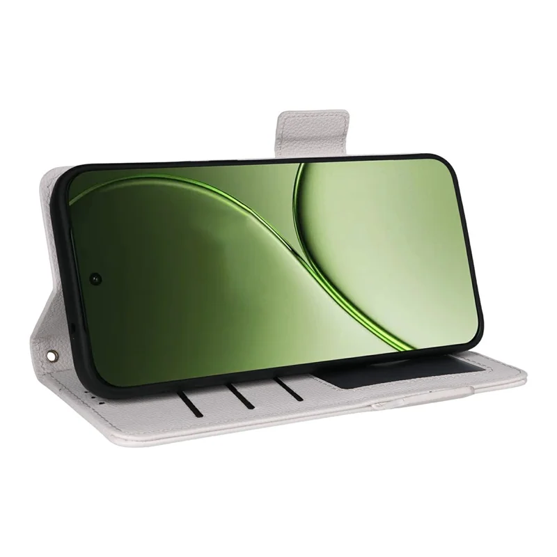 Capa para OnePlus 15T 5G, Capa Carteira em Couro com Textura de Litchi e Alça de Pulso - Branco