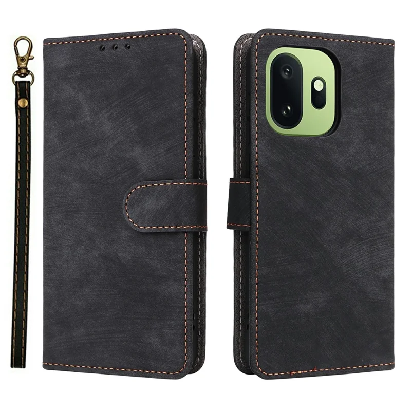 Capa para OnePlus 15T 5G com Carteira, Bloqueio RFID, Capa em Couro Sintético com Suporte e Alça - Preto