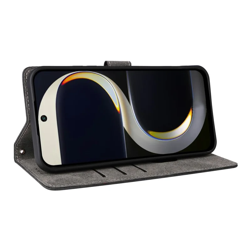 For itel City 200 Case Wallet RFID Blocking PU Leather Phone Cover Stand with Strap - Black