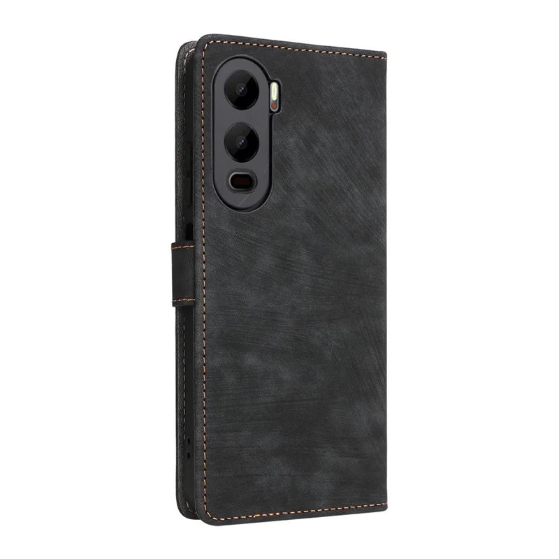 For itel City 200 Case Wallet RFID Blocking PU Leather Phone Cover Stand with Strap - Black