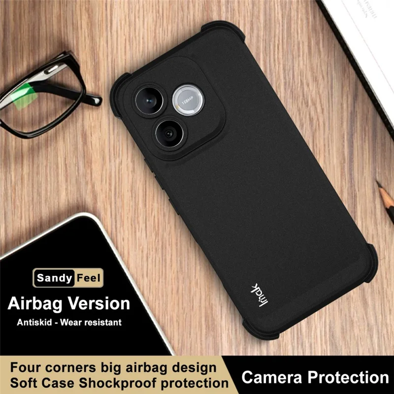 IMAK For Honor 600 Lite 5G Case TPU Phone Cover Airbag Shockproof Protection - Matte Black