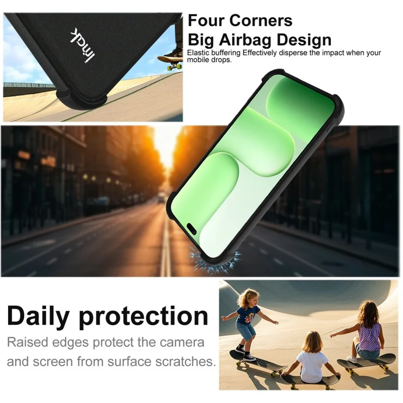 IMAK For Honor 600 Lite 5G Case TPU Phone Cover Airbag Shockproof Protection - Matte Black
